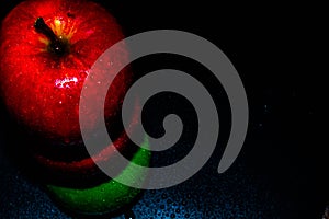 apples on black backgroundgreen and red Apple on a black background Wallpapers, healthy food