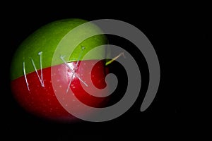 Apples on black backgroundgreen and red Apple on a black background Wallpapers, healthy food