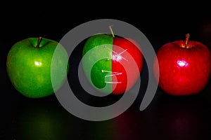 Apples on black backgroundgreen and red Apple on a black background Wallpapers, healthy food