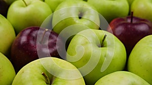 Apples Fresh nature background. Natural Apple harvest from tree. Grocery store, department of fruits and vegetables.