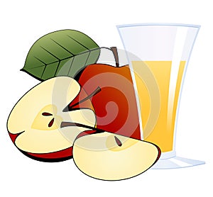 Apples and a glass of apple juice