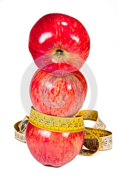 Apples and measuring tape