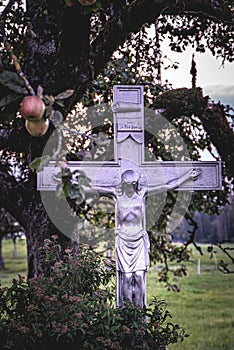 Apples and Metal Crucifix in Switzerland