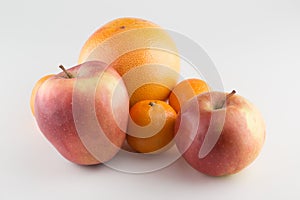 Apples and Orange  on a White Background