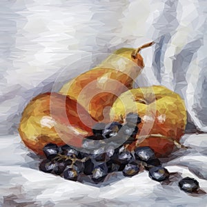 Apples, Pears and Grapes. Vector