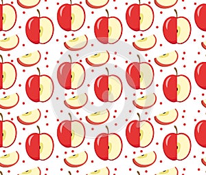 Apples seamless pattern. Red Apple endless background, texture. Fruits .