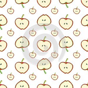 Apples seamless pattern. Simple vector background with fruit. For fabric, textile, wallpaper, wrapping