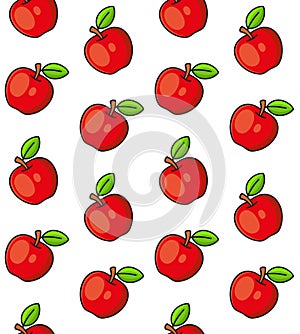 Apples Seamless Pattern on White Background. Vector