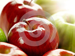 Apples with shining sunlight