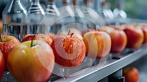 food safety inspection, apples undergo quality control in a food testing lab to ensure safety and adherence to standards photo