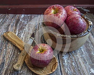 Apples in Wooden Bowl