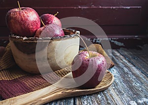 Apples in Wooden Bowl