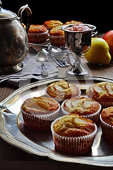 Applesauce and Pear Vanilla Muffins