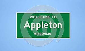 Appleton, Wisconsin city limit sign. Town sign from the USA.