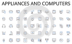 Appliances and computers line icons collection. Growth, Enlargement, Increase, Development, Augmentation, Amplification