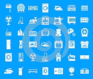 Appliances icon blue set vector