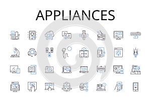 Appliances line icons collection. Gadgets, Electronics, Devices, Equipment, Instruments, Machinery, Tools vector and