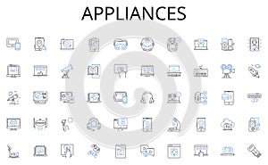 Appliances line icons collection. Protein, Carbohydrates, Fiber, Vitamins, Minerals, Macronutrients, Micronutrients