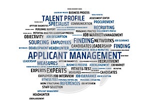 APPLICANT MANAGEMENT - image with words associated with the topic RECRUITING, word, image, illustration