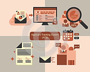 Applicant Tracking System ATS process for recruitment vector photo