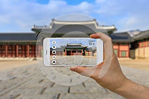 Application of Artificial Intelligence, AI, and Augmented Reality, AR, in Traveling and Tourism Business Concept photo