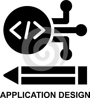 application design, system design, programming, coding, design, software development solid glyph icon