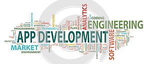 Application development banner. Concept to building successful business. Typography banner