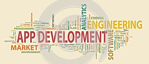 Application development banner. Concept to building successful business. Typography banner