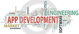 Application development banner. Concept to building successful business. Typography banner