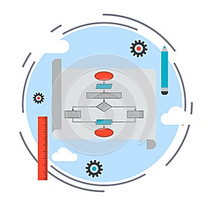Application development, program coding, SEO process vector concept