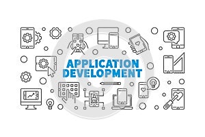 Application Development vector outline concept banner