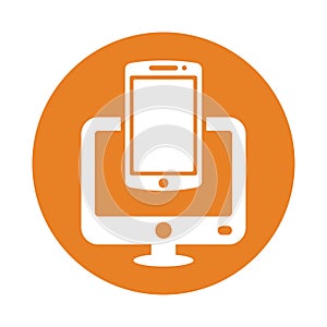 Application, devices, responsive design icon. Orange version