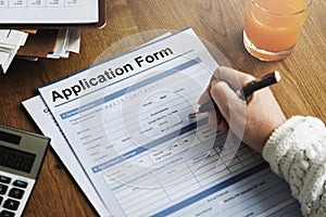 Application Form Document Fill Writing Concept photo