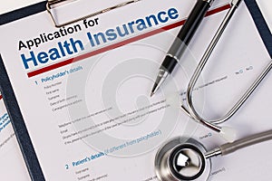 Application form for health insurance.