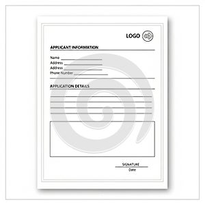 Application form template featuring sections for