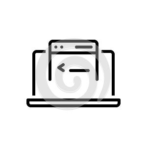 Black line icon for Application, desktop and programming