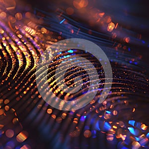 Application ID icon. Holographic fingerprint. Digital biometric recognition.