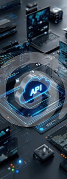 Application interface model: program link, input request, output response, code module, software portal, function