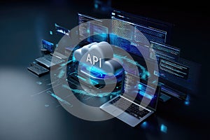 Application interface model: program link, input request, output response, code module, software portal, function