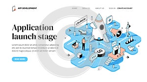 Application Launch Stage Isometric Concept