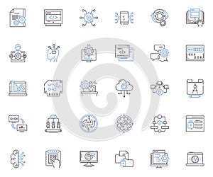 Application line icons collection. Interface, Integration, Efficiency, Accessibility, Optimization, Performance photo