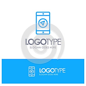 Application, Message, Mobile Apps, poniter Blue Outline Logo Place for Tagline