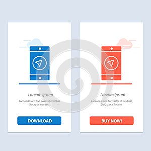 Application, Message, Mobile Apps, poniter  Blue and Red Download and Buy Now web Widget Card Template