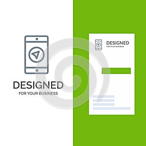 Application, Message, Mobile Apps, poniter Grey Logo Design and Business Card Template