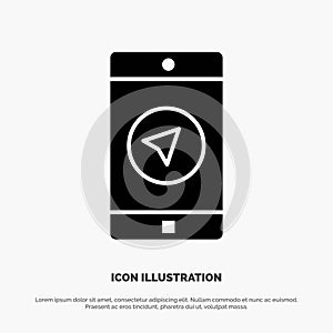 Application, Message, Mobile Apps, poniter solid Glyph Icon vector