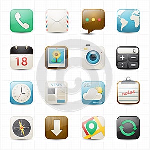 Application mobile icons and white background