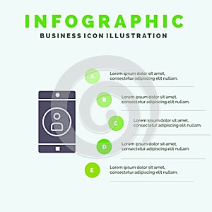 Application, Mobile, Mobile Application, Profile Solid Icon Infographics 5 Steps Presentation Background