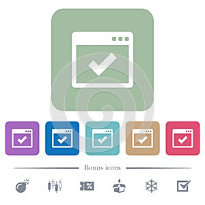 Application ok flat icons on color rounded square backgrounds