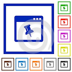 Application pin flat framed icons
