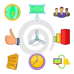 Application program icons set, cartoon style